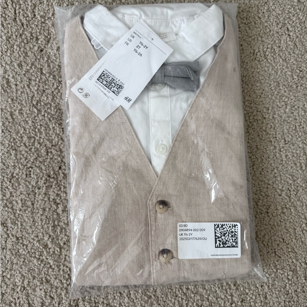 H&M matching Beige Vest and pants with White Collar Shirt